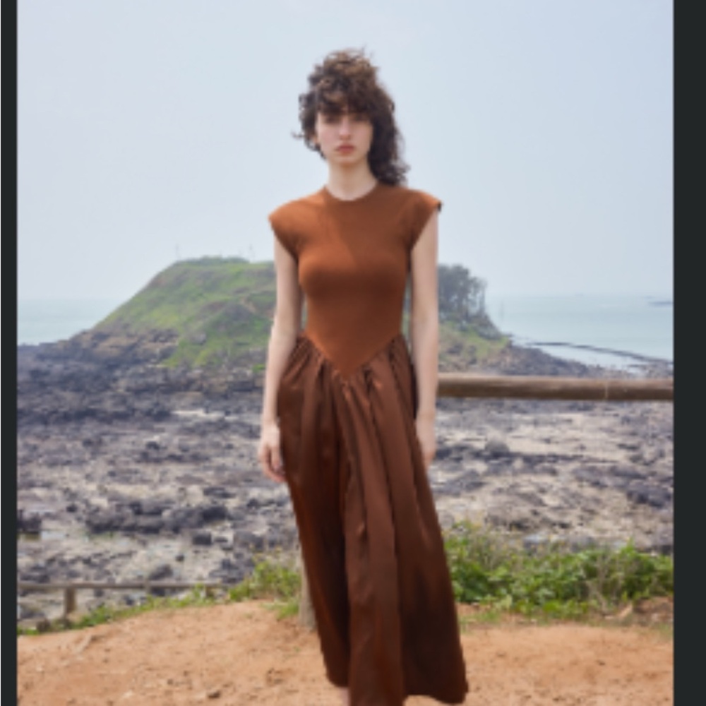 Ancosti Patchwork cap sleeve maxi dress